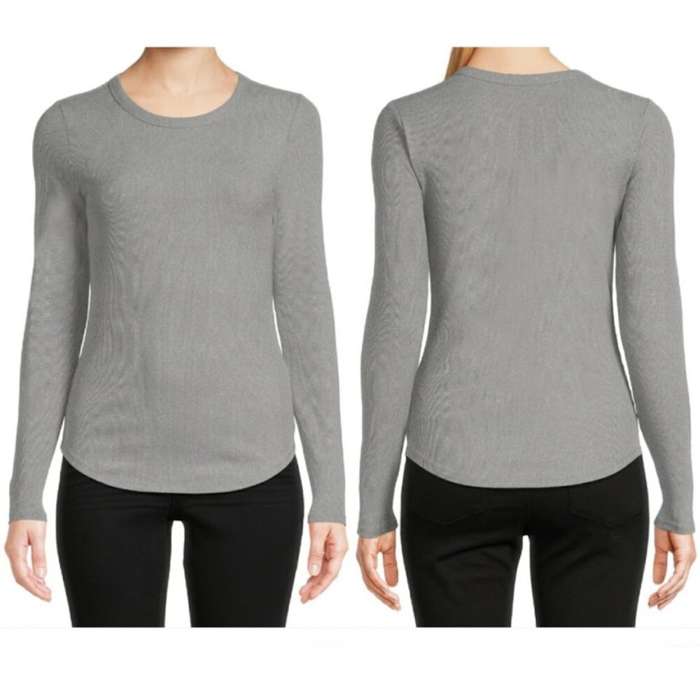 CLUB MONACO Sweater, Light Blue Silk Solid Ribbed Long Sleeve Casual Career, L